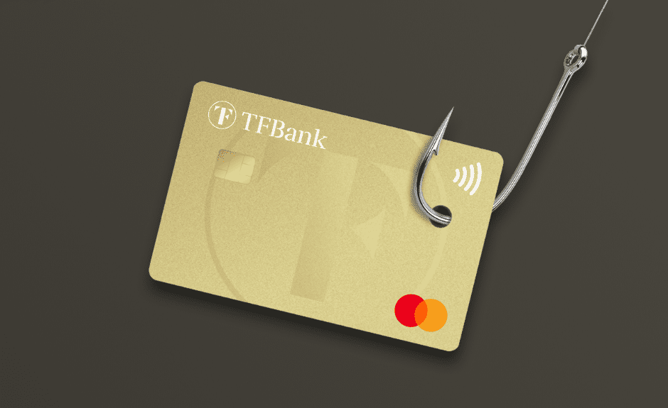 TF Mastercard Gold hängt an einem Angelhaken