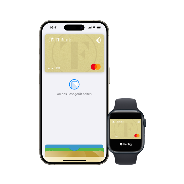 iPhone mit ApplePay und eine Smartwatch mit ApplePay