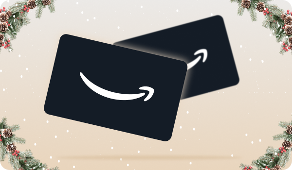 2 Amazon Gutscheine mit weihnachtlichem Hintergrund