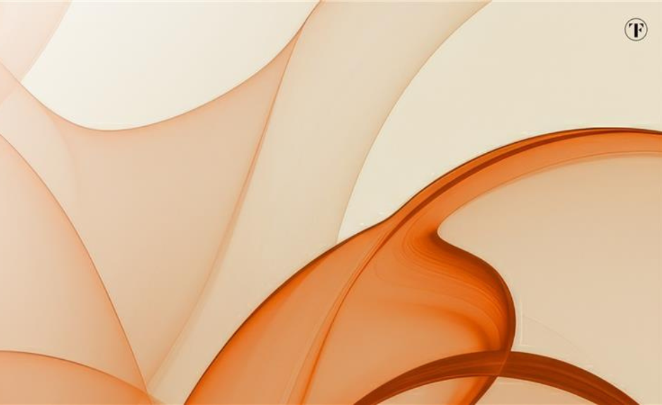 Wellen Formen in orange mit TF Bank Logo oben rechts