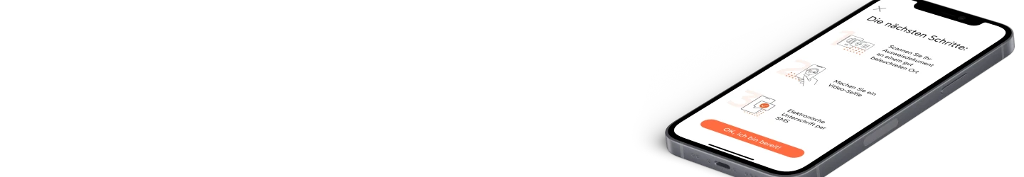 Smartphone mit 3 Schritten des ID Now Verifizierungsprozess.